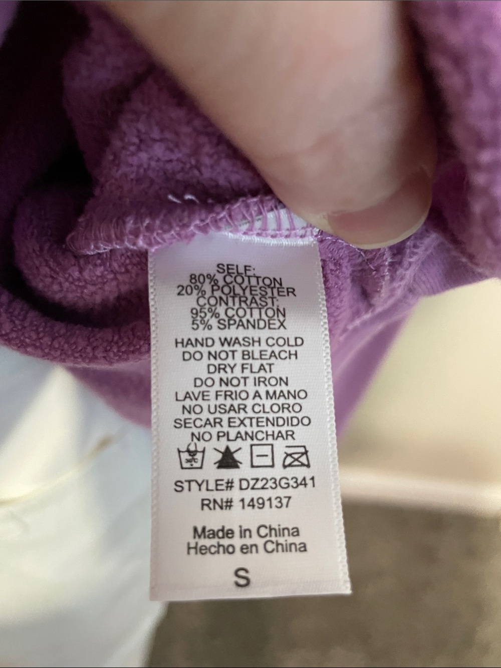 NWOT Double Zero Lavender Lightweight Cropped Oversized Sweatshirt - Picture 2 of 5
